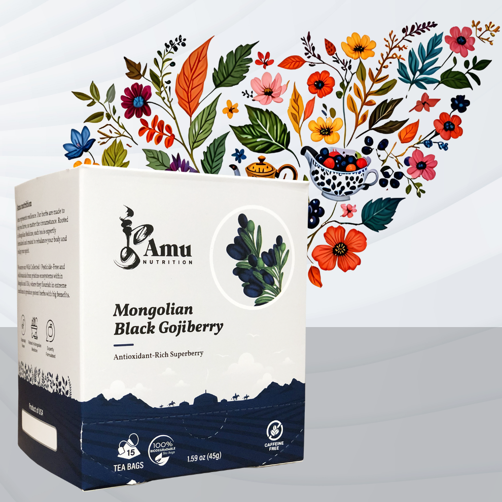 Mongolian Black Goji Berry Tea – Desert-grown antioxidant powerhouse - 15 sugarcane teabags