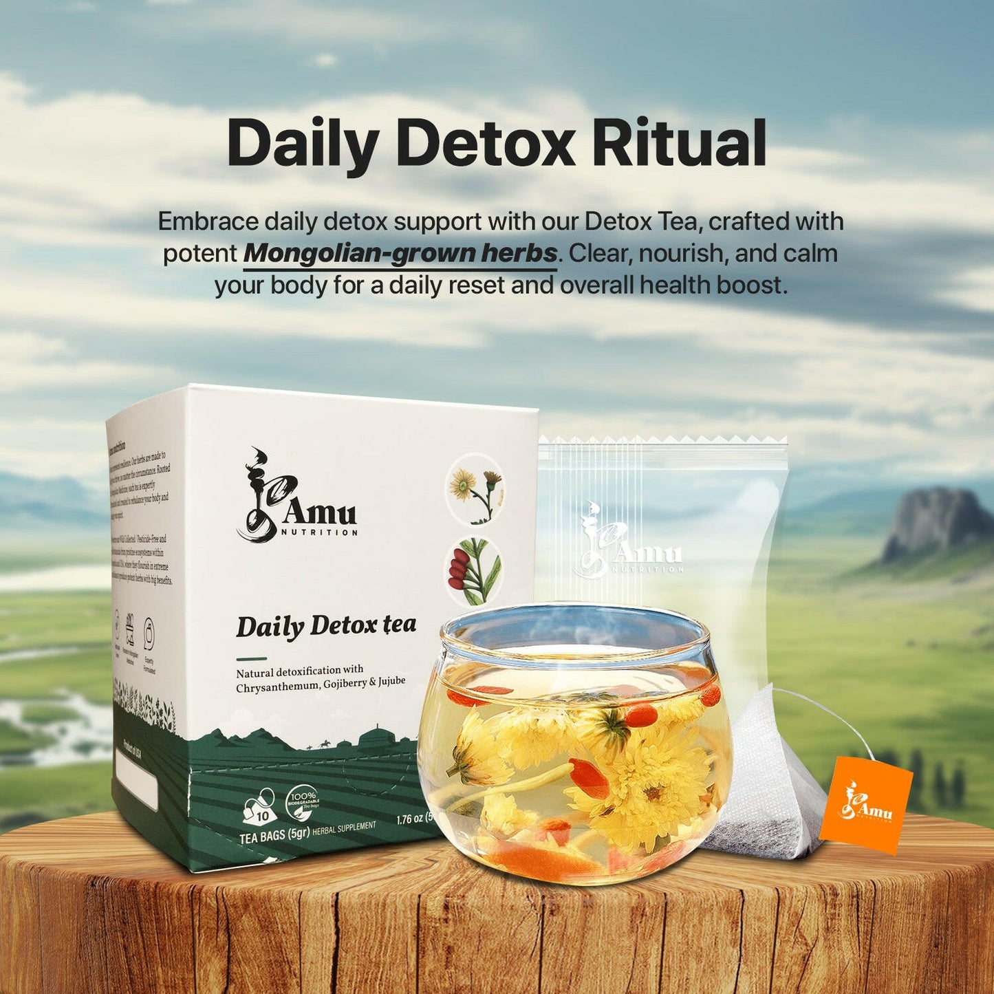 Detox tea with 10 sugarcane tbgs.