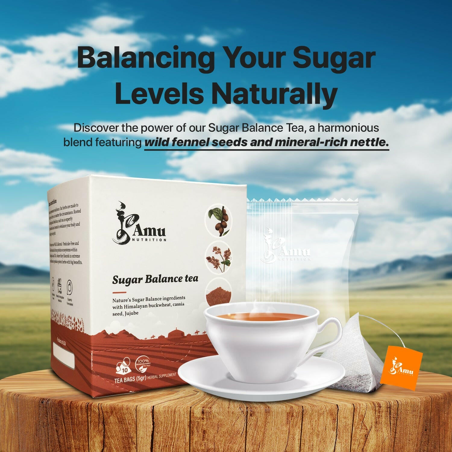 Sugar balance tea with 10 sugarcane tbgs / anti diabetic tea