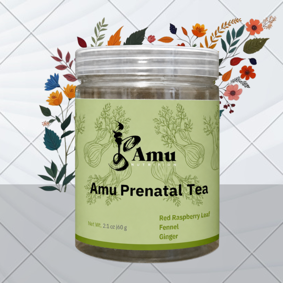 Amu Prenatal Tea | Red Raspberry Leaf, Fennel & Ginger, 60g