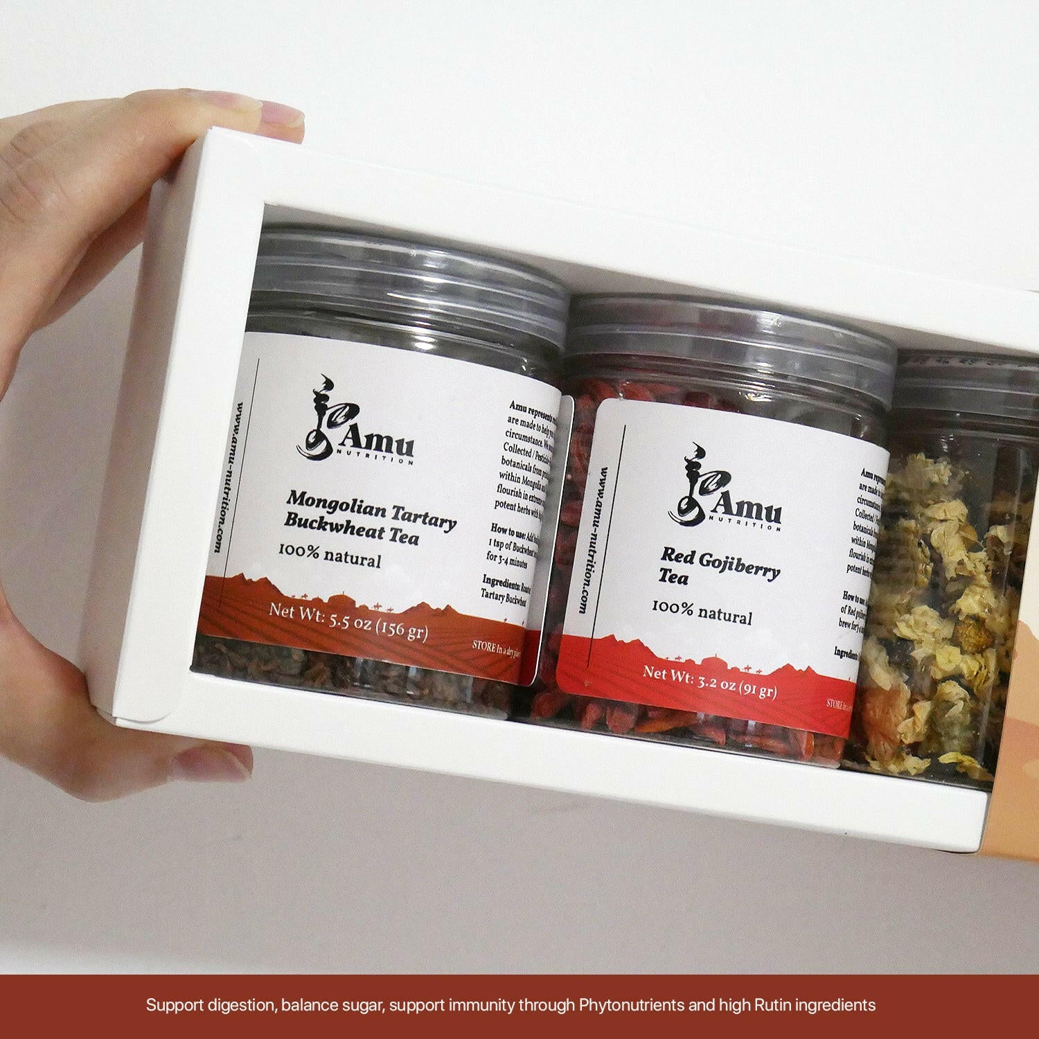 Three tea set- Chrysanthemum, Gojiberry, Tartary buckwheat.