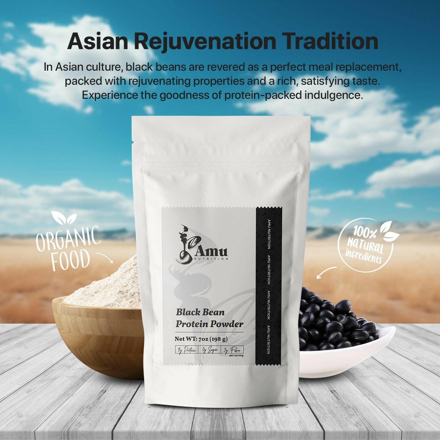 Roasted Black bean powder.