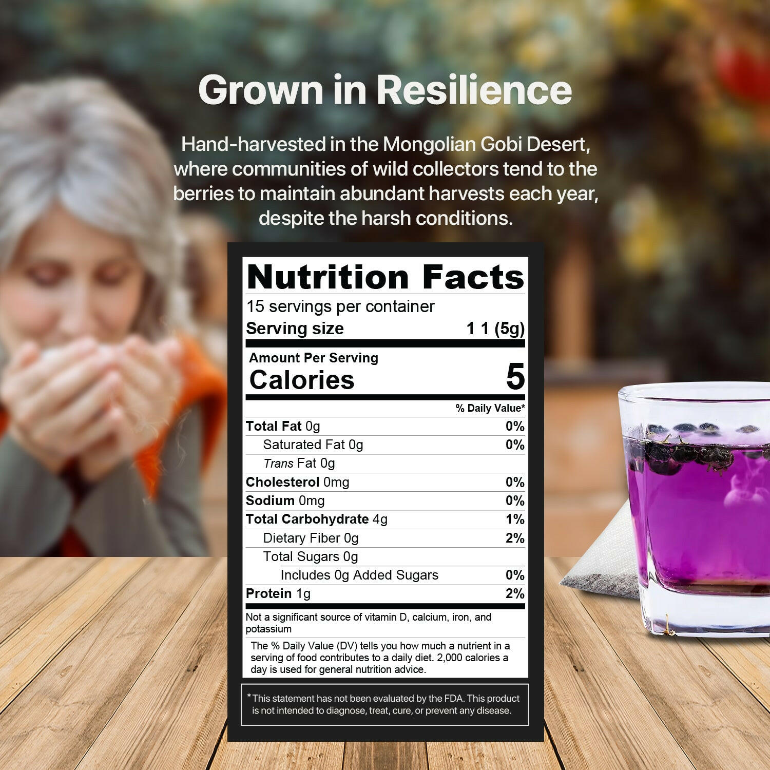 "Mongolian Black Goji berry Tea, Rich Antioxidant Superberry, Exotic Herbal Infusion"