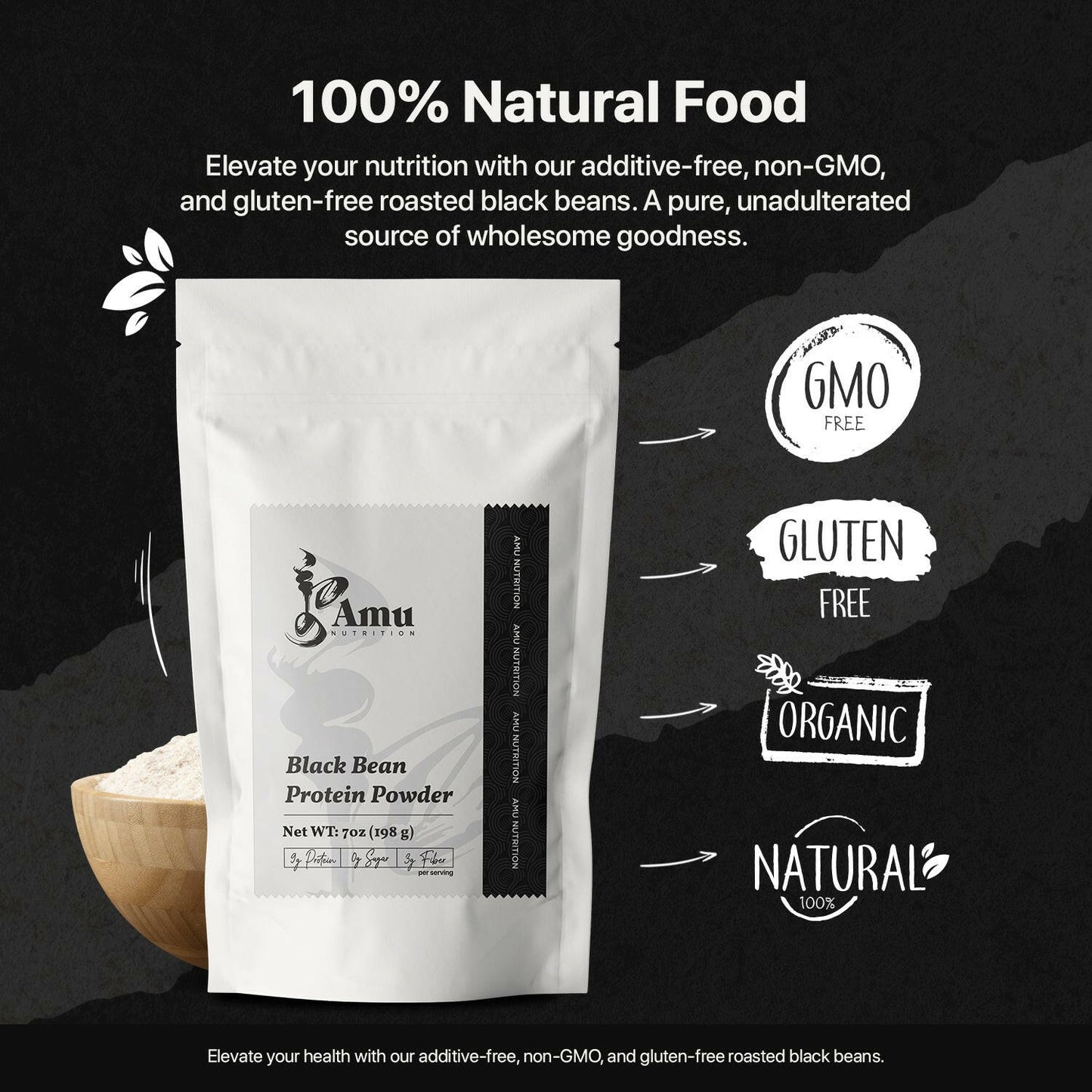 Roasted Black bean powder.