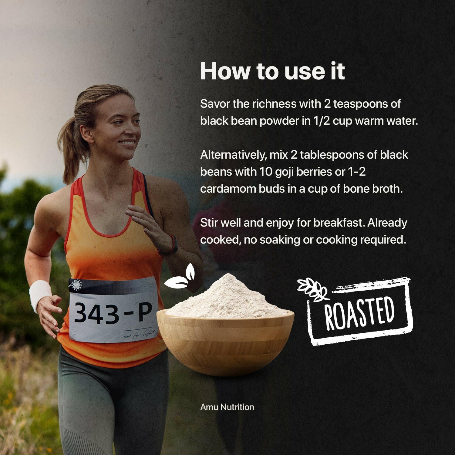 Roasted Black bean powder.