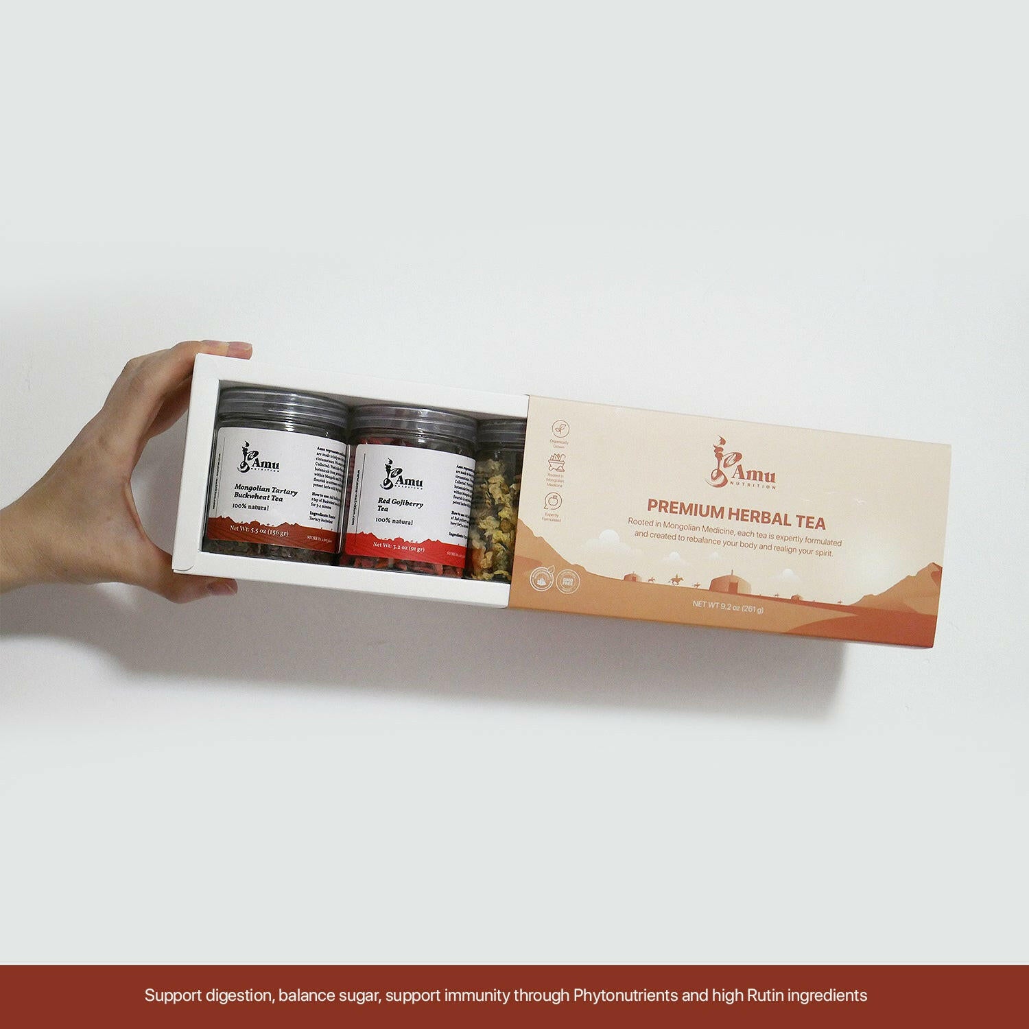 Three tea set- Chrysanthemum, Gojiberry, Tartary buckwheat.