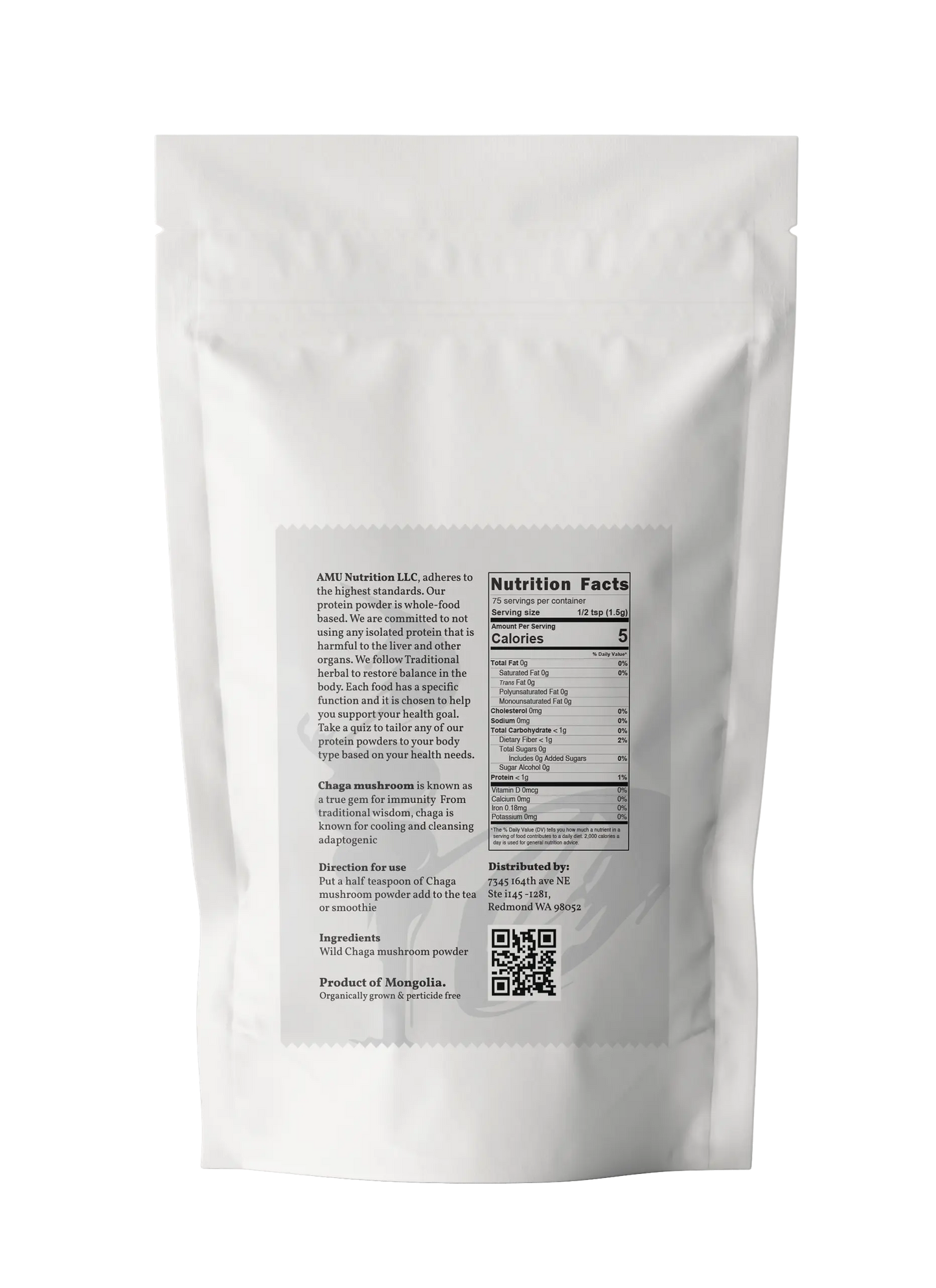 Mongolian Chaga Mushroom Powder 113gr Amu ā Unique combination of Ancient wisdom & Modern Nutrition