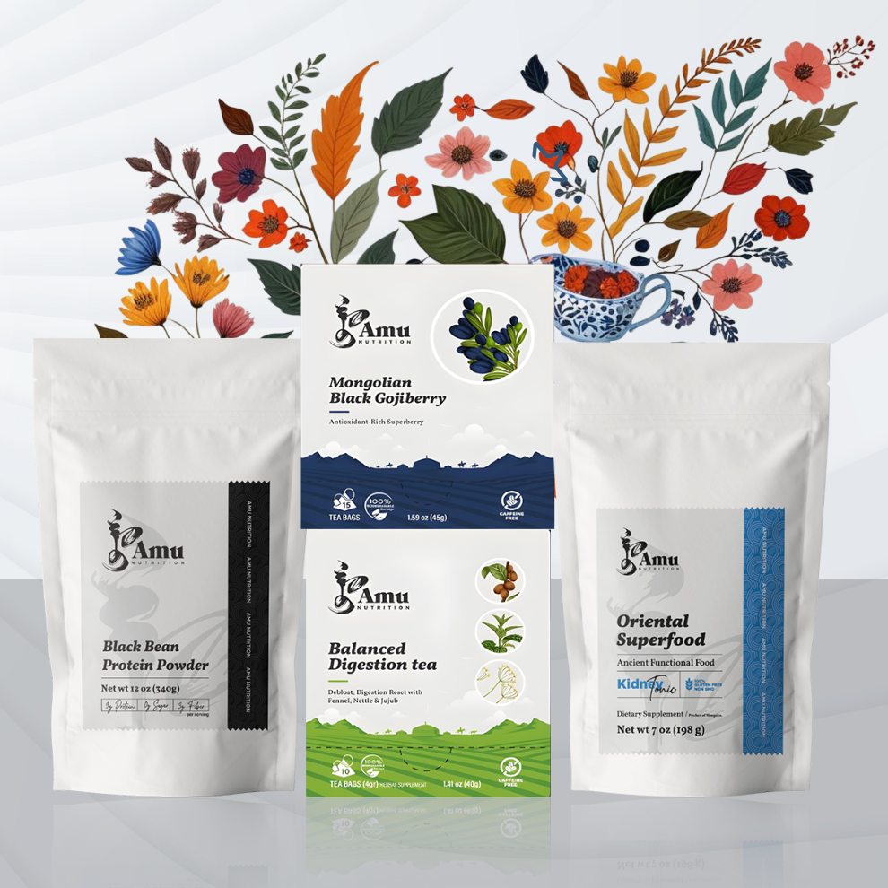 Winter Wellness & Longevity Care – Herbal Tea & Oriental Superfoods to Strengthen Kidneys, Support Aging, Bone Health, and Hair Vitality Amu – Unique combination of Ancient wisdom & Modern Nutrition