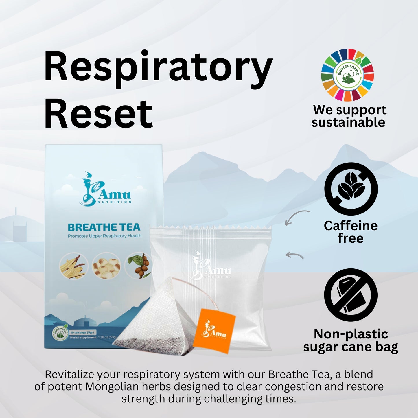 Breathe Tea – Kid-Friendly Winter Remedy for Dry Cough, Asthma Support & Lung Health, Reduces Dampness with Licorice, Jujube, and Job's Tears – Sweet, Non-Minty Flavor-10 Sugarcane tbgs