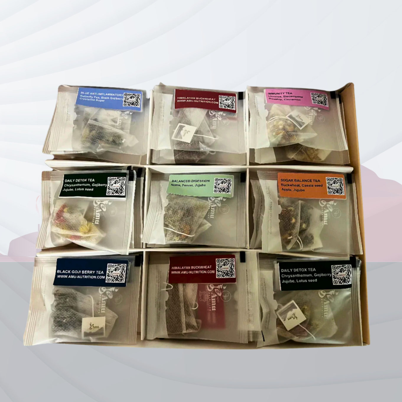 Mongolian Premium Tea Collection – Assorted Wellness Tea Box with Calming, Mild Flavors for Complete Relaxation and Wellness Benefits with 30 sachet teabags Sugarcane tbgs