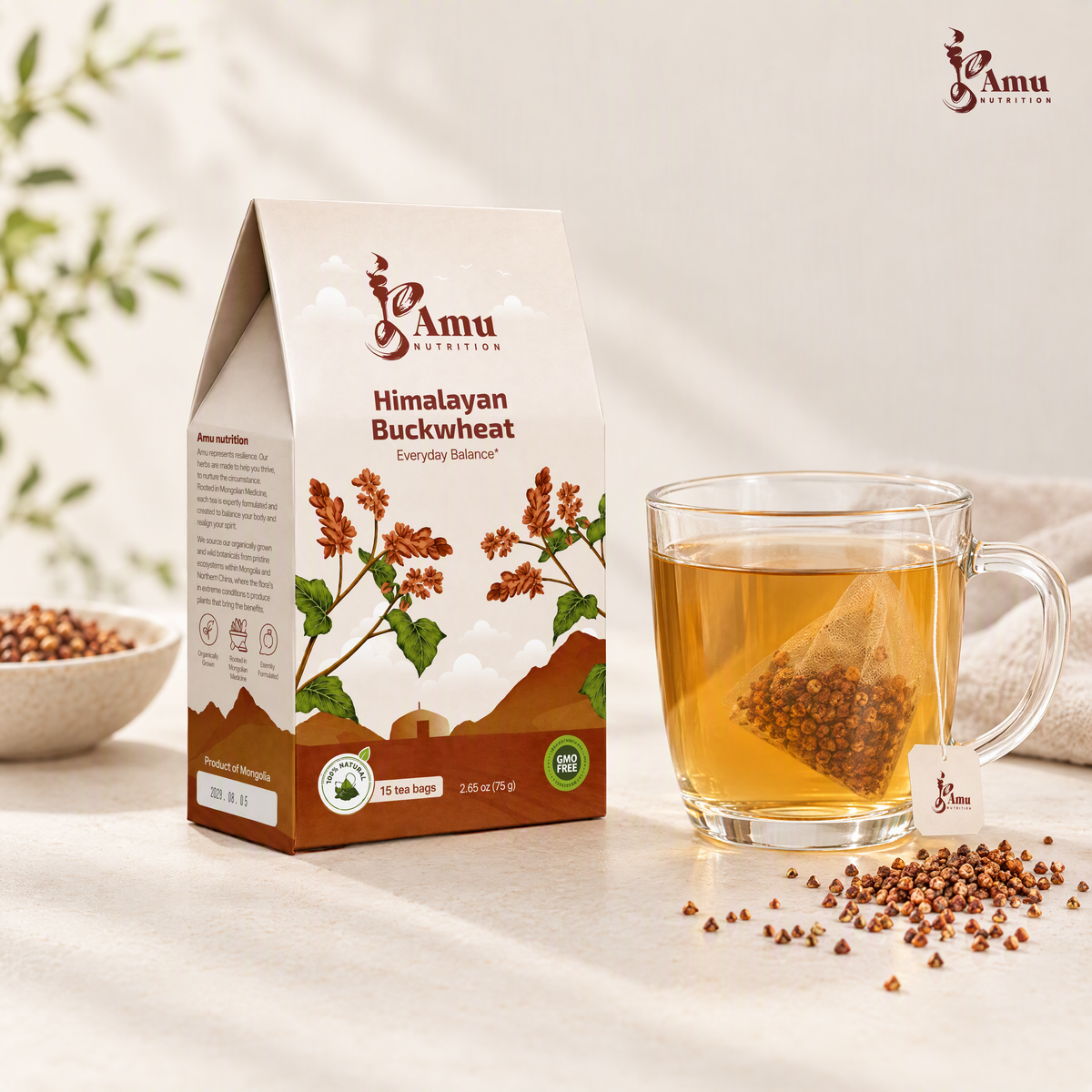 Himalayan Tartary Buckwheat Tea - 15 Sugarcane Tea Bags