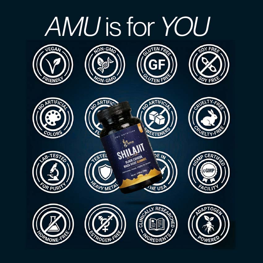 Shilajit with Mace root, Black Cohosh Gummies for Pre-Menopause, Menopause, Post-Menopause Women– 60 ct