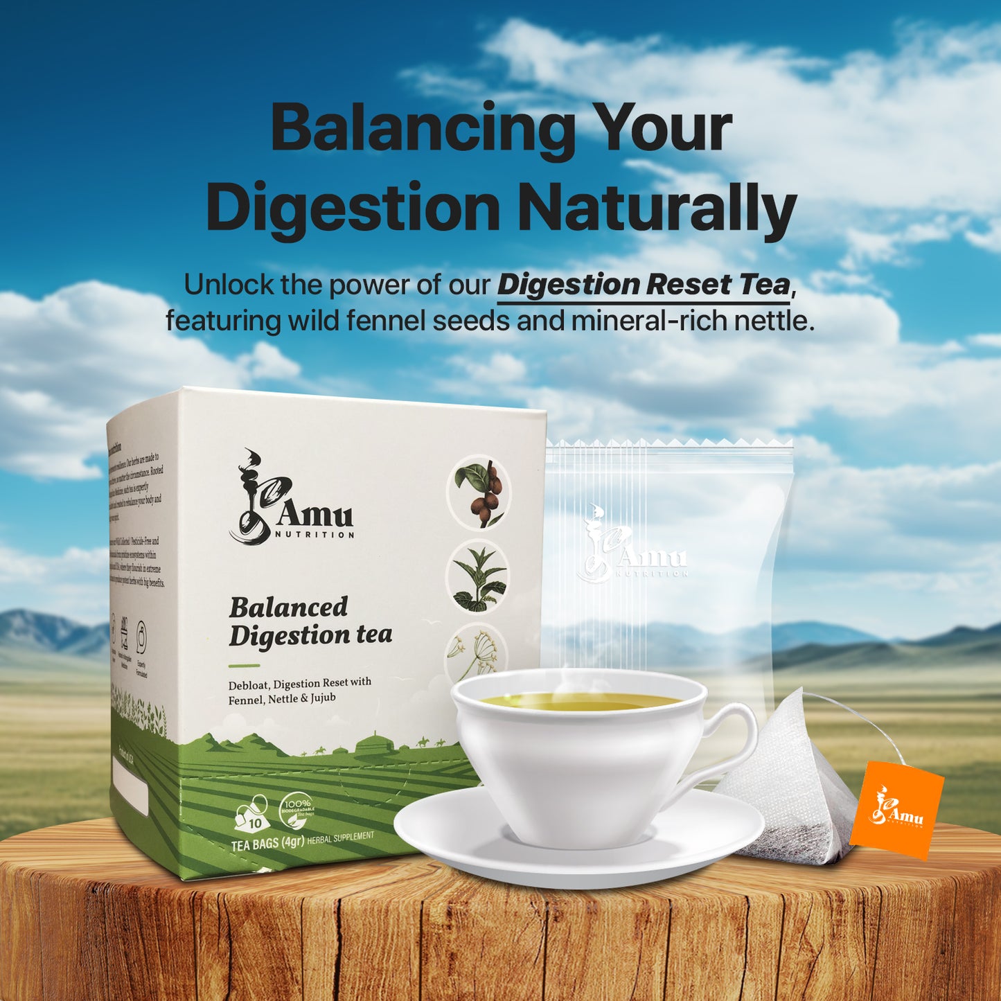 Debloat & Digestion reset tea with 10 sugarcane tbgs