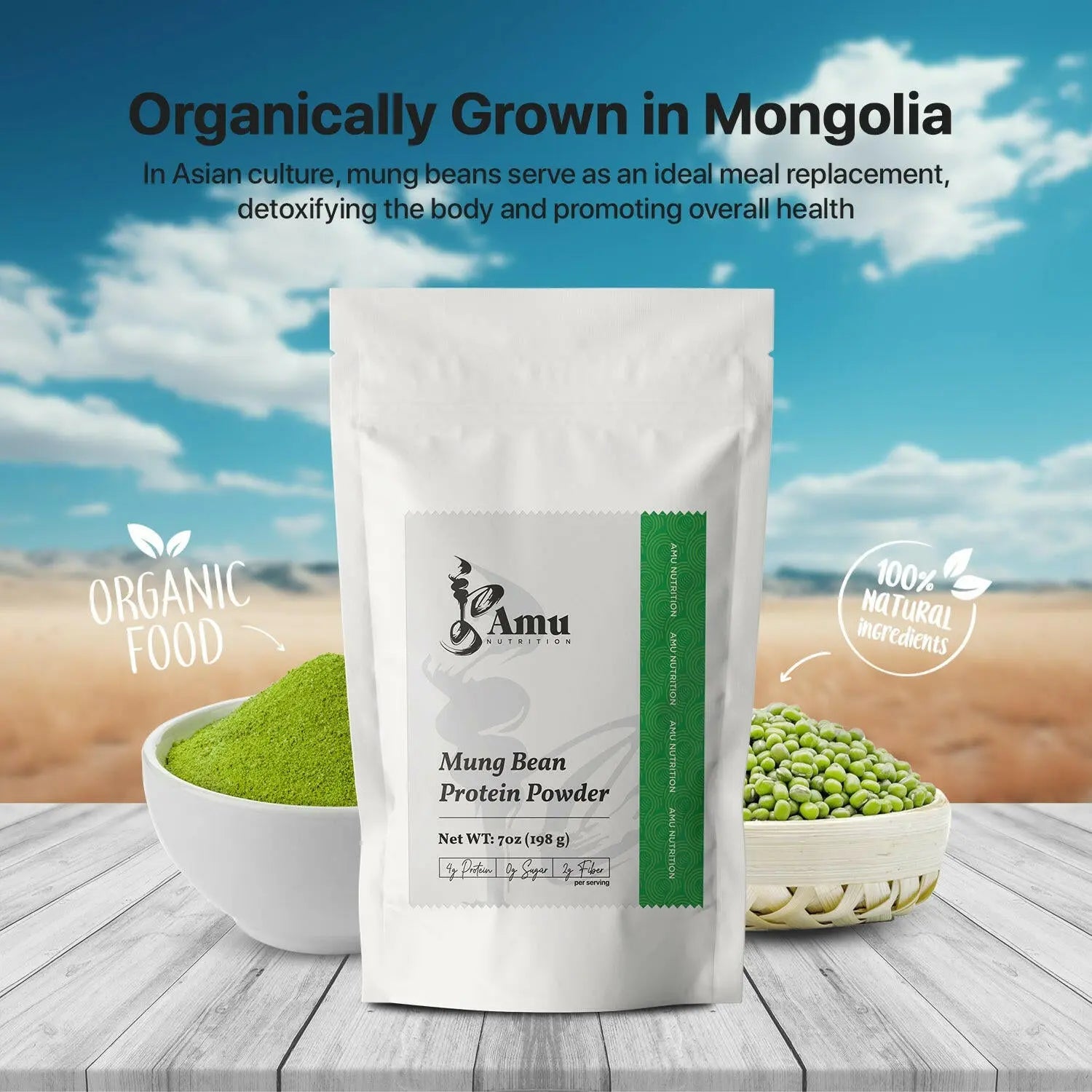 glutathione in cooked mung beans help to clear body heat, reduce skin inflammation and detox the body Roasted Mung Bean Powder