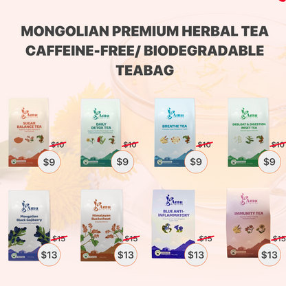 Mongolian Wellness Tea big boxes-  20 Teas with Sugar cane Teabags- Free shipping