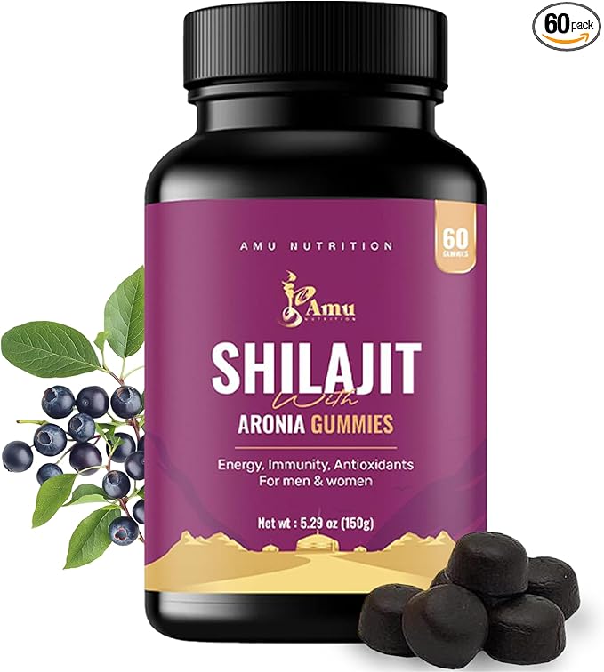 Shilajit with Aronia Gummies  for Men & Women 60 ct, made in USA