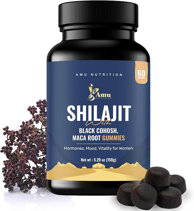 Shilajit with Mace root, Black Cohosh Gummies for Pre-Menopause, Menopause, Post-Menopause Women– 60 ct