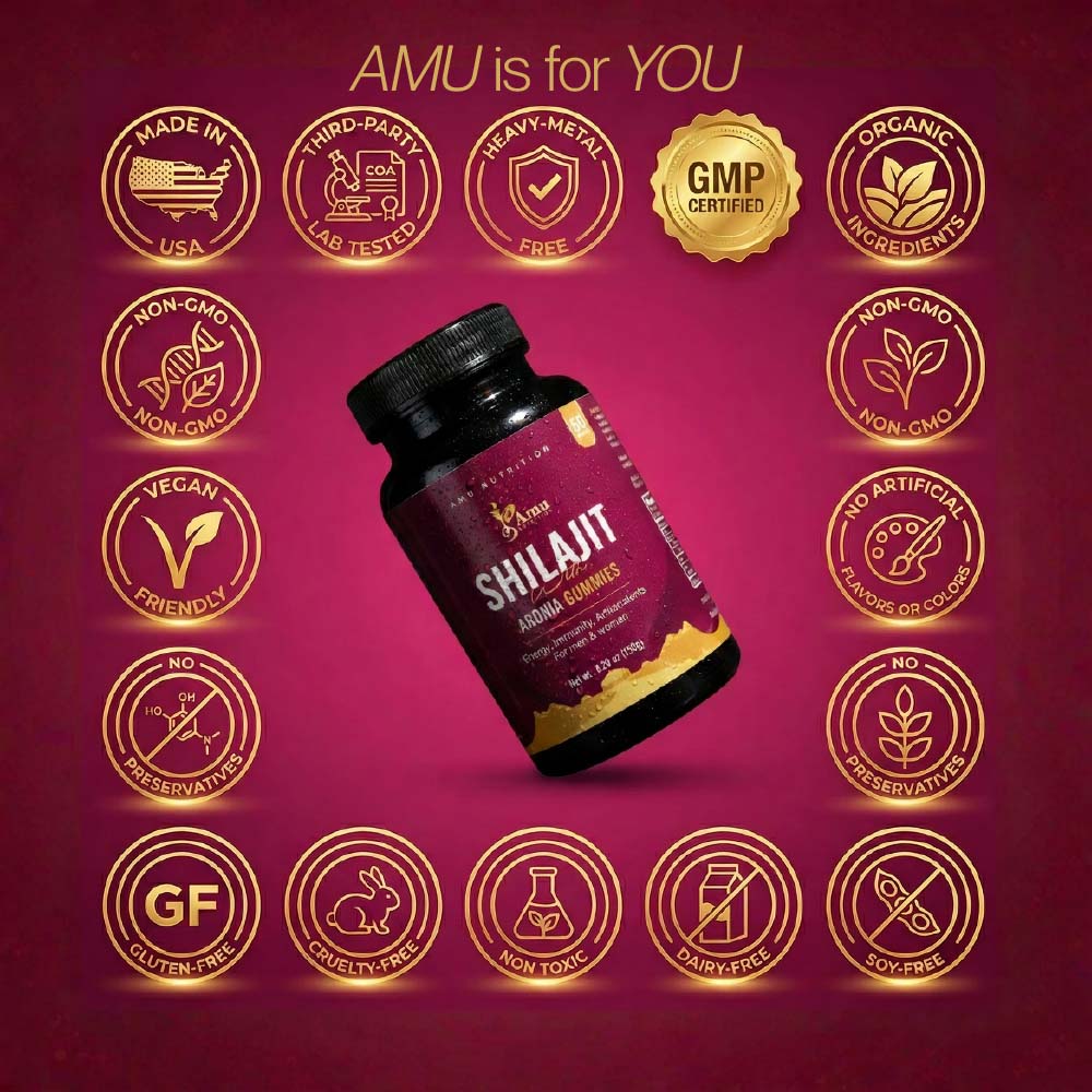 Shilajit with Aronia Gummies  for Men & Women 60 ct, made in USA