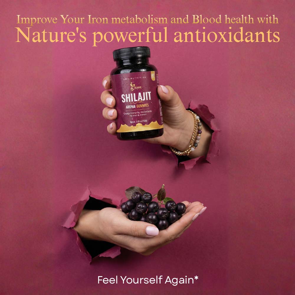 Shilajit with Aronia Gummies  for Men & Women 60 ct, made in USA