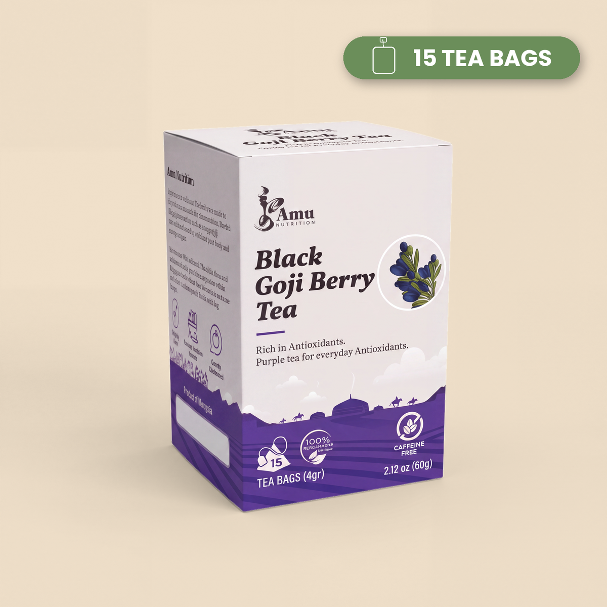 Black Goji Berry Tea - 15 Sugarcane Tea Bags