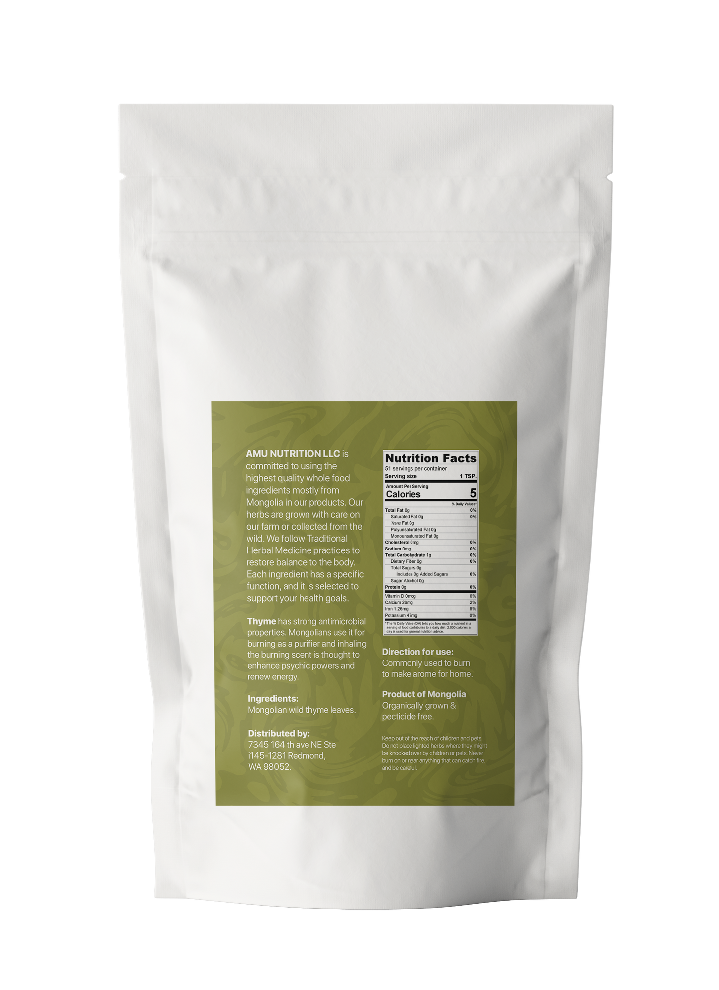 Mongolian Dried Thyme Bulk 30 gr, 35 serving size