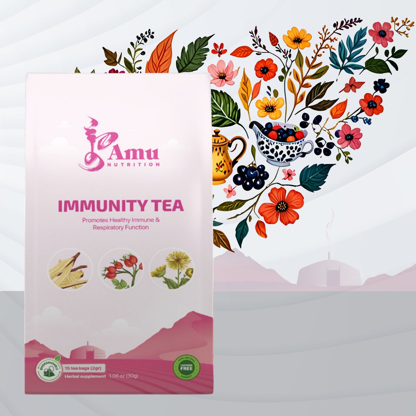 Immunity Tea with Licorice, Elecampane Root, Rosehip, Cinnamon- 15 Sugarcane Tbgs