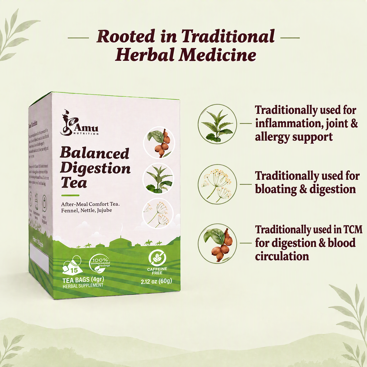 Balanced Digestion Tea - 15 Sugarcane Tea Bags