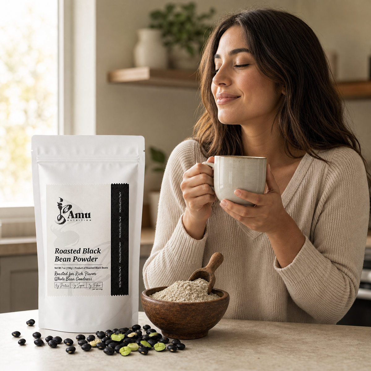 Roasted Black Bean Powder – 198 g Plant-Based Protein Superfood