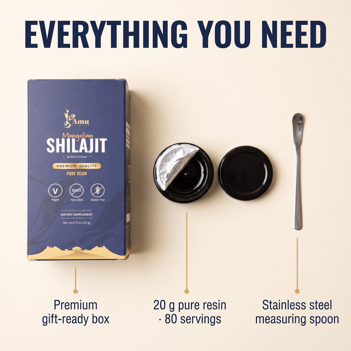 Pure Mongolian Shilajit Resin - Lab-Tested Altai Fulvic Acid